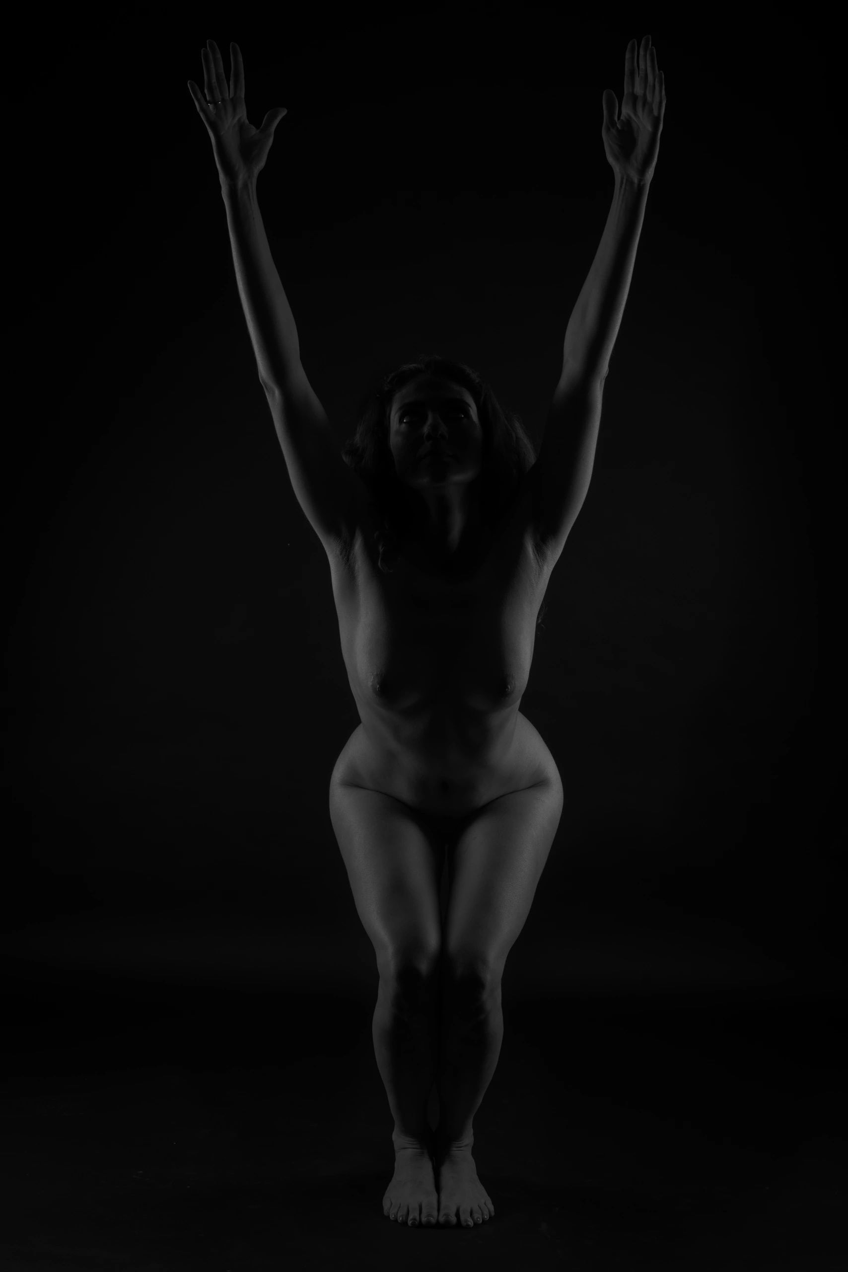 Monochrome standing yoga pose